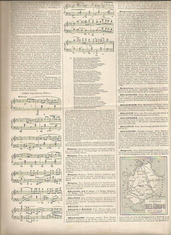 LAMINA 22962: Himno Nacional de Belgica y Mapa de Belgrado