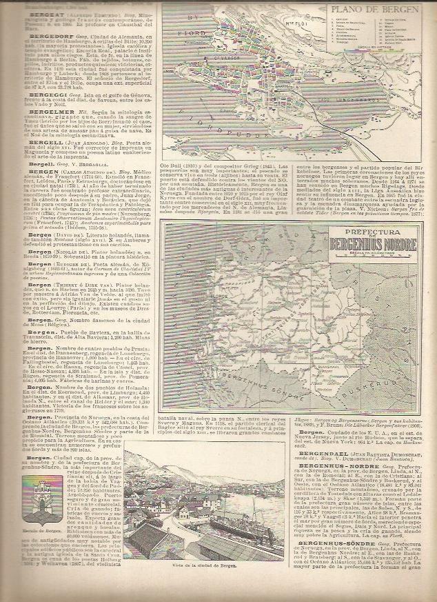 LAMINA 22950: Plano de Bergen y Mapa de la Prefactura de Bergenhus Nordre