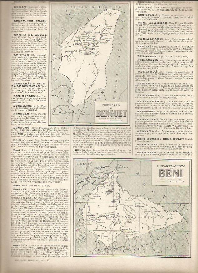 LAMINA 22954: Mapas dela Provincia de Benguet y del Departamento de Beni