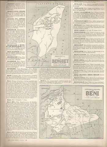 LAMINA 22954: Mapas dela Provincia de Benguet y del Departamento de Beni