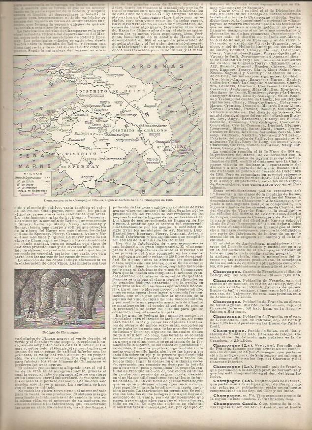 LAMINA 23035: Mapa de la Champagne vinicola