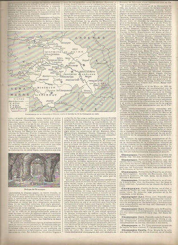 LAMINA 23035: Mapa de la Champagne vinicola