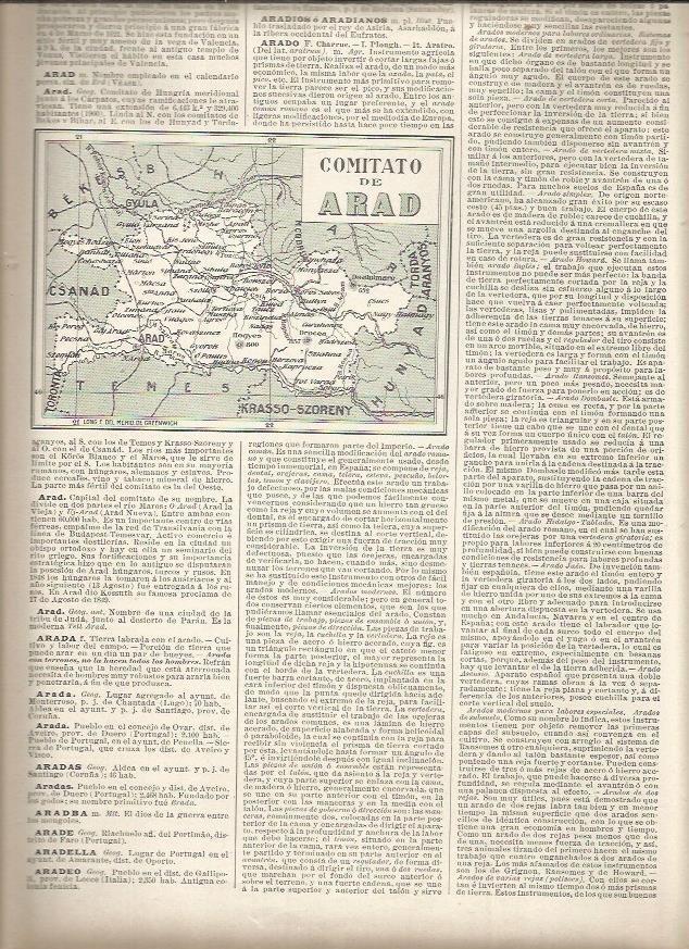 LAMINA 23121: Mapa del Comitato de Arad, Hungria