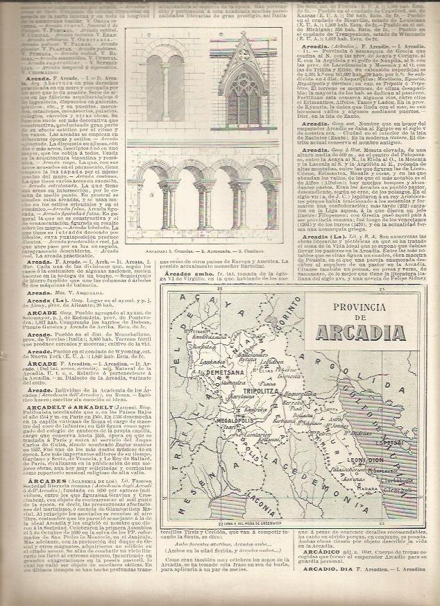 LAMINA 23117: Mapa de la Provincia de Arcadia, Grecia
