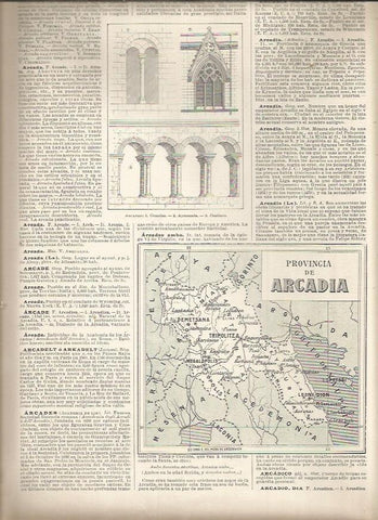 LAMINA 23117: Mapa de la Provincia de Arcadia, Grecia