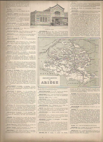 LAMINA 23103: Mapa del Departamento de Ariege, Francia