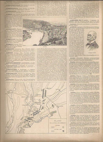 LAMINA 23080: Plano de la Batalla de Austelitz en 1905