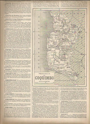 LAMINA 23071: Mapa de la provincia de Coquimbo, Chile