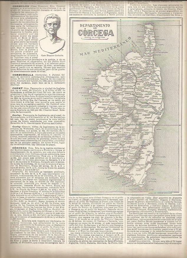 LAMINA 23068: Mapa del Departamento de Corcega, Francia