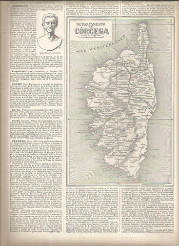 LAMINA 23068: Mapa del Departamento de Corcega, Francia