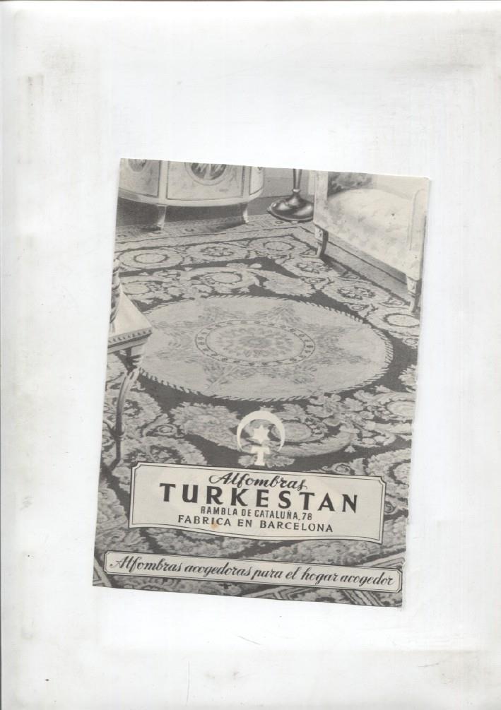 Publicidad epoca: Alfombras Turkestan sita Rambla Cataluña de Barcelona