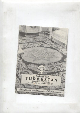 Publicidad epoca: Alfombras Turkestan sita Rambla Cataluña de Barcelona
