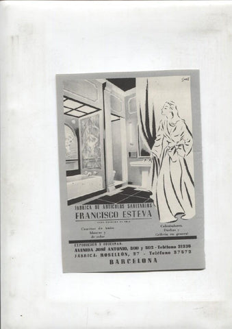 Publicidad epoca: Fabrica articulos sanitarios Francisco Esteva de Barcelona