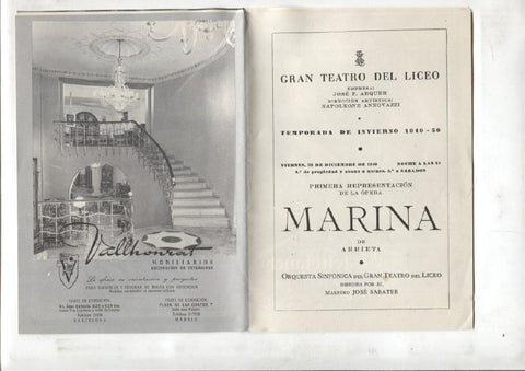 Teatro del Liceo: folleto con la obra MARINA de arrieta
