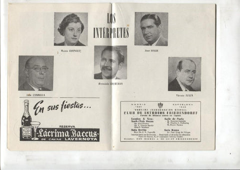 Teatro del Liceo: folleto con la obra MARINA de arrieta