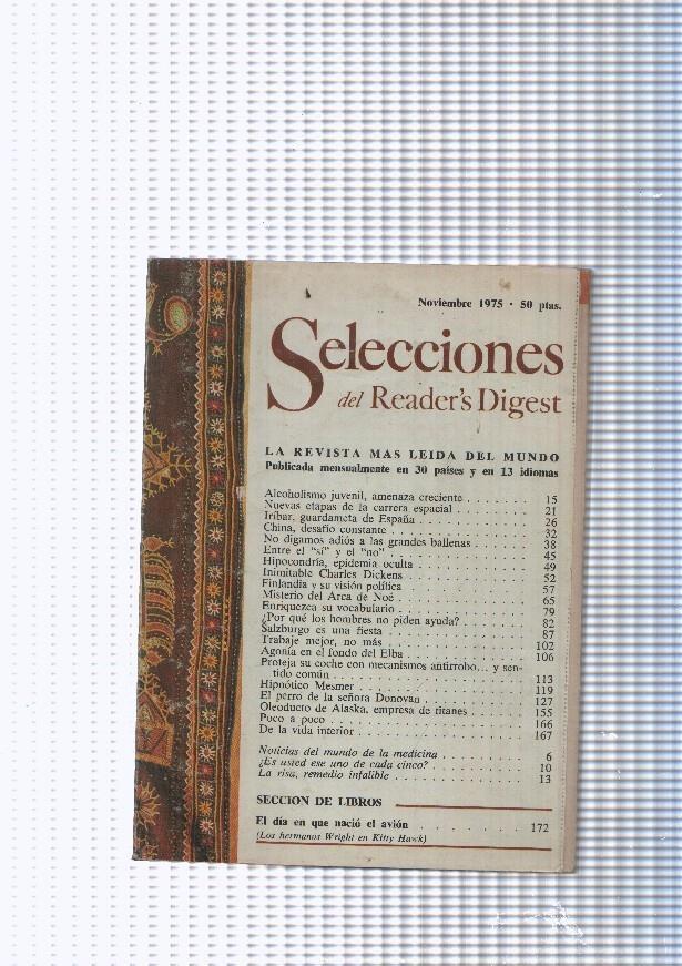 Selecciones del Reader s Digest noviembre 1975: Alcoholismo juvenil, amenaza 