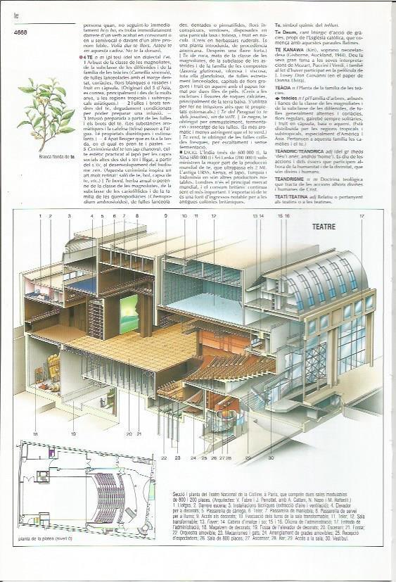 LAMINA 24411: Seccion y planta del Teatro Nacional de la Colline en Paris