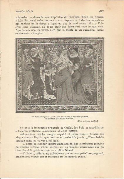 LAMINA 24317: Los hermanos Polo entregan al Gran Kan las cartas del Papa