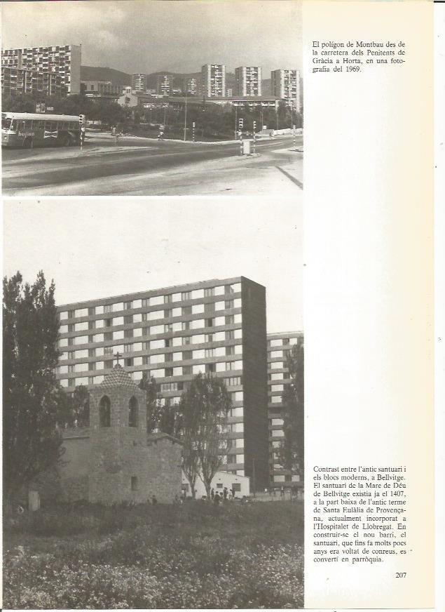 LAMINA 23975: Poligono de Montbau en Barcelona y santuario de la Virgen de Bellvitge