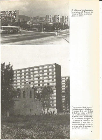 LAMINA 23975: Poligono de Montbau en Barcelona y santuario de la Virgen de Bellvitge