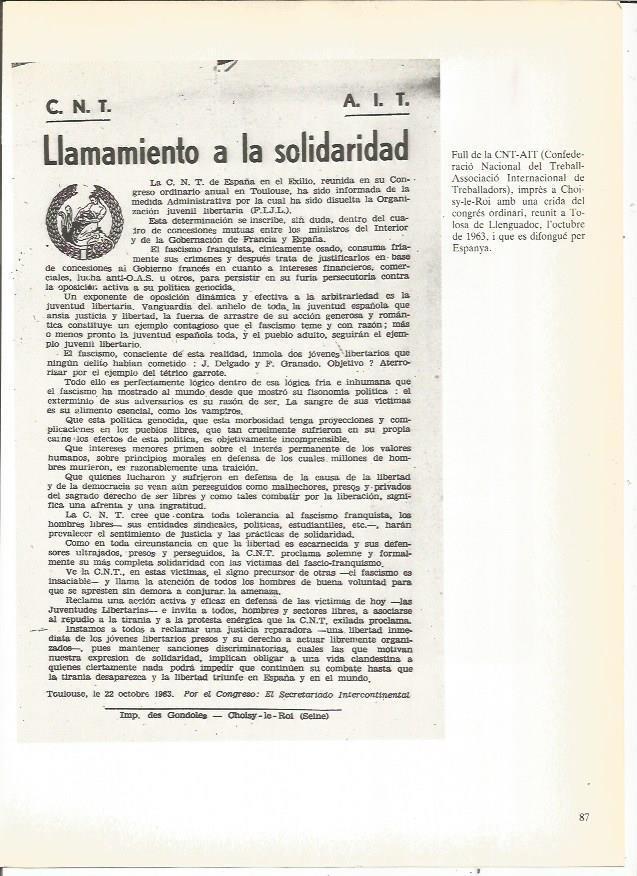 LAMINA 23918: Panfleto de la CNT de 1963
