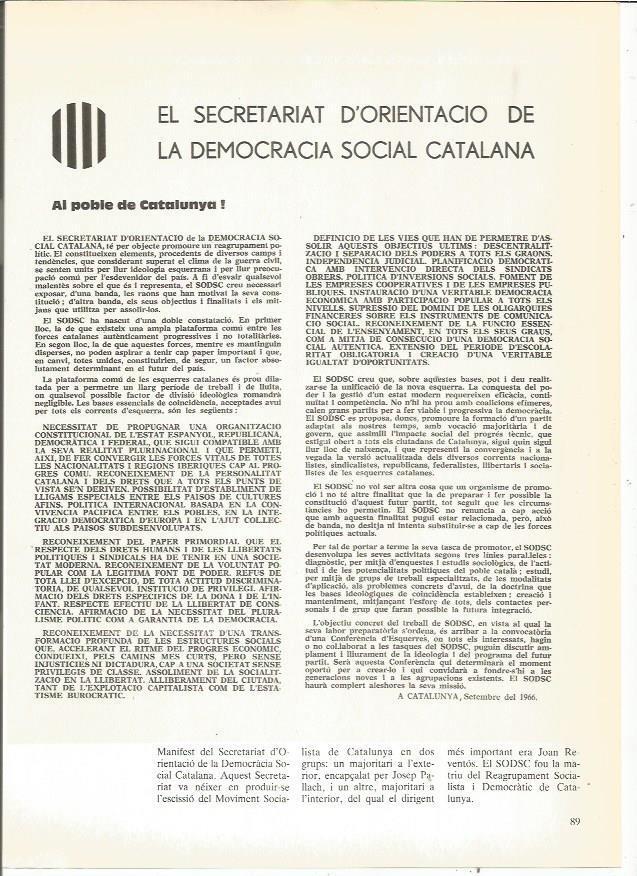 LAMINA 23919: Manifiesto del Secretariado de Orientacio de la Democracia Social Catalana
