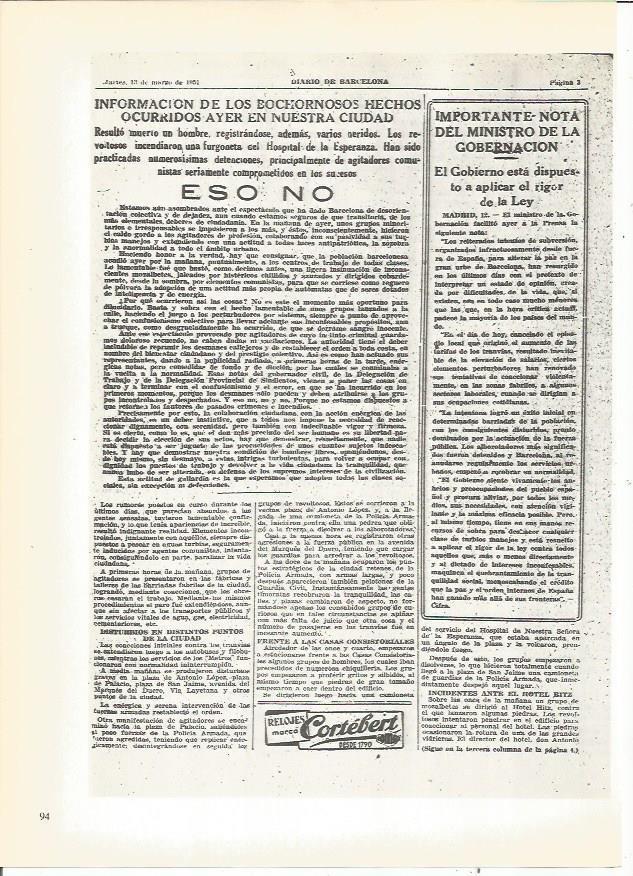 LAMINA 23921: Pagina del Diario de Barcelona del 13 de marzo de 1951