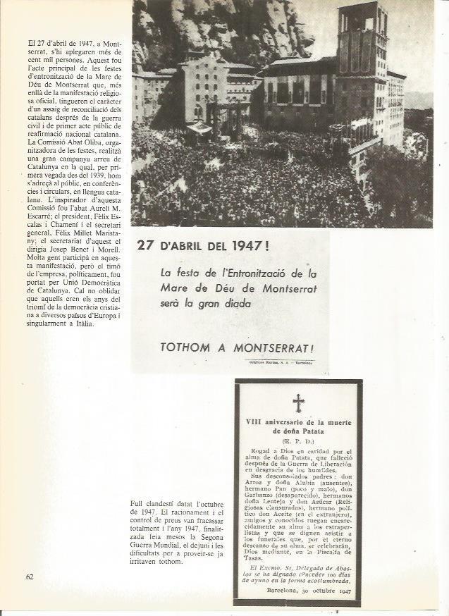 LAMINA 23906: Anuncio de la entronizacion de la Virgen de Montserrat en 1947