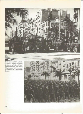 LAMINA 23893: Desfile de artiulleria de Italia y de la Frecce Nere por la Diagonal de Barcelona 20 febrero 1939