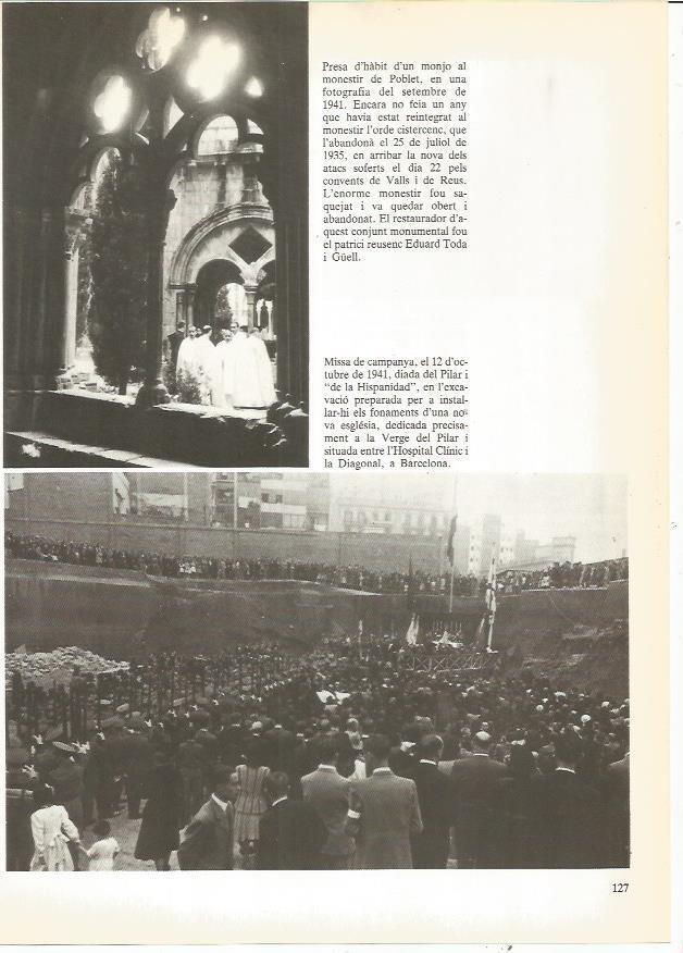 LAMINA 23938: Monasterio de Poblet y Misa de campaña en Barcelona en 1941