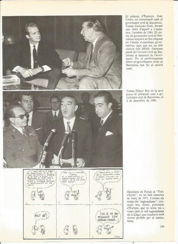LAMINA 23944: el principe Juan Carlos y Tomas Garcirano Goñi en Barceloan. 1969