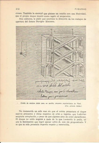 LAMINA 24186: Escalera doble, por Leonardo da Vinci