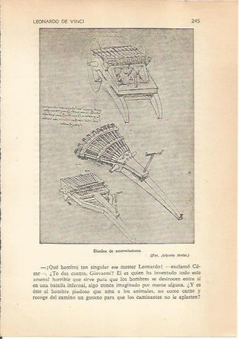 LAMINA 24196: Diseños de ametralladoras, por Leonardo da Vinci