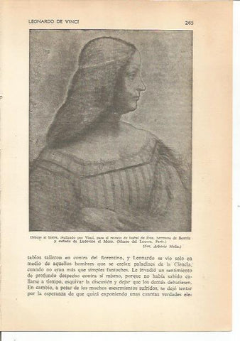 LAMINA 24201: Esbozo para el retrato de Isabel de Este, por Da Vinci