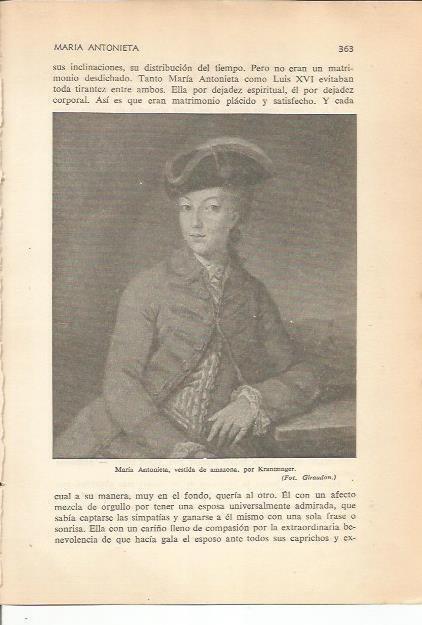 LAMINA 24225: Maria Antonieta vestida de amazona
