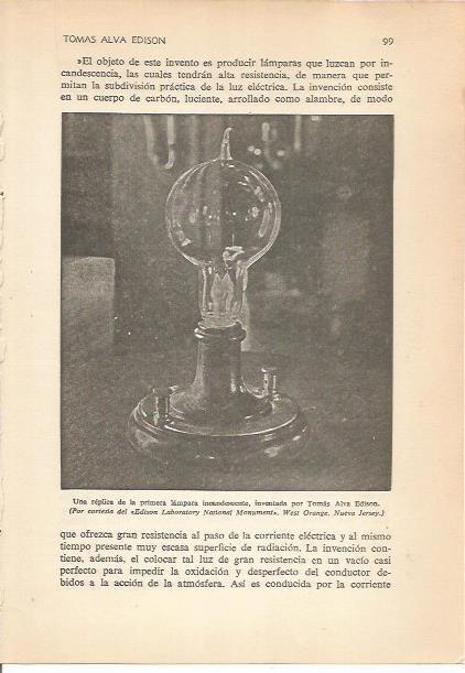 LAMINA 24153: Replica de la primera lampara de Edison