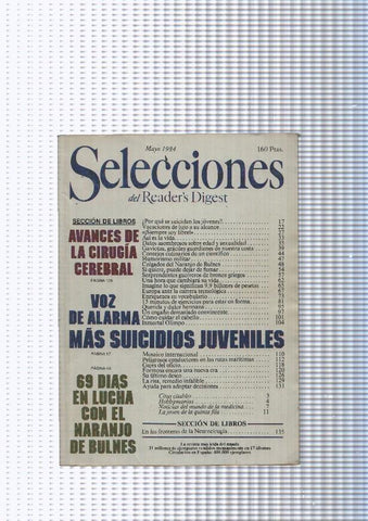 Selecciones del Readers Digest: 1984 mayo: Por que se suicidan los jovenes- Avan-