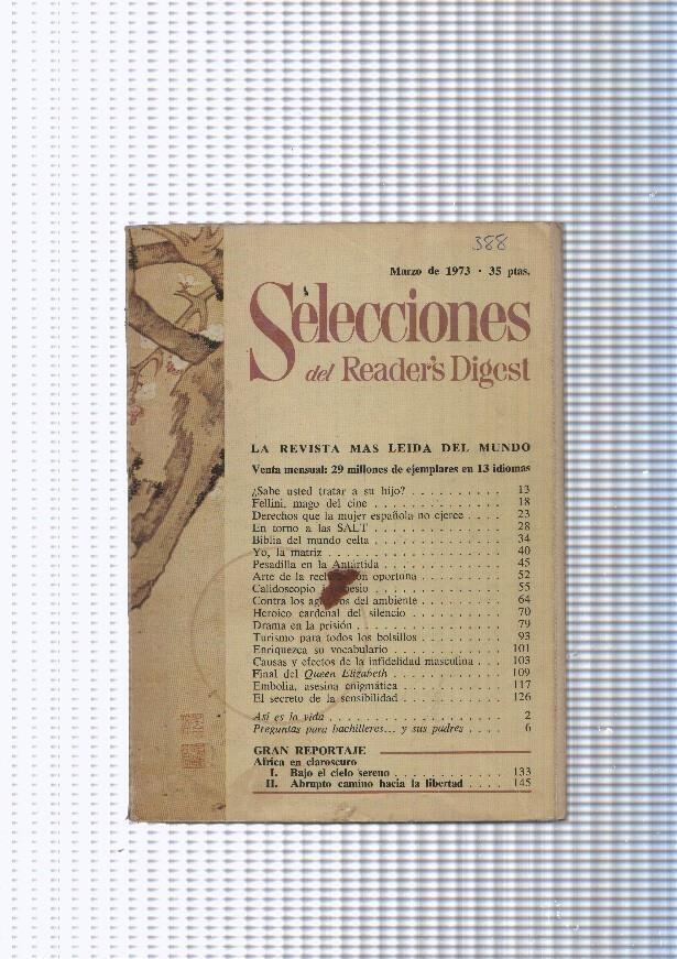 Selecciones del Readers Digest, numero 388,  marzo 1973: Sabe usted tratar a su                            