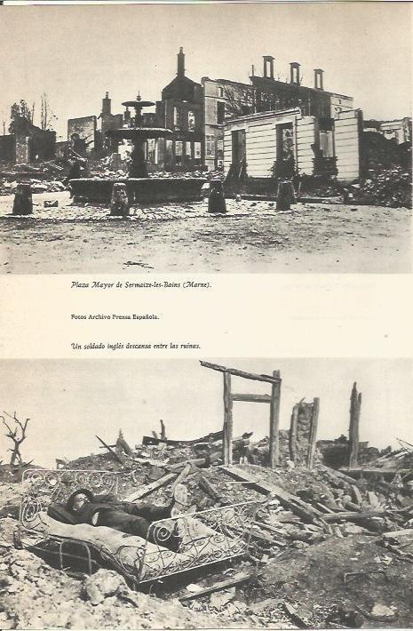 LAMINA 24639: Plaza Mayor de Sermaize-les-Bains y soldado ingles en la Primera Guerra Mundial