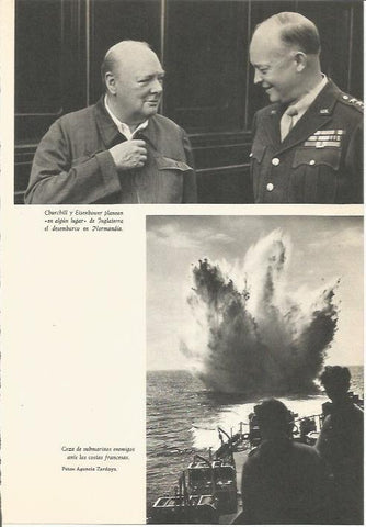 LAMINA 24678: Churchill y Eisenhower planeando el desembarco de Normandia