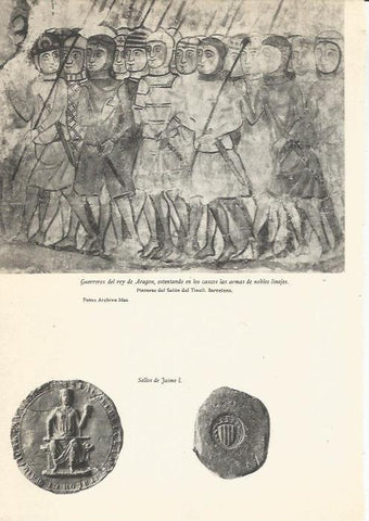 LAMINA 24715: Guerreros del rey de Aragon en el Salo del Tinell, Barcelona