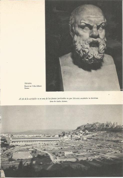LAMINA 24690: Busto de Socrates y acropolis de Atenas