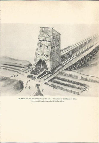 LAMINA 24694: Reconstruccion de las bastidas de madera por las tropas de Cesar