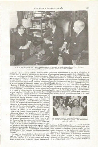 LAMINA ESPASA 36101: Juan Carlos I con Henry Kissinger y Jose Maria de Areilza 