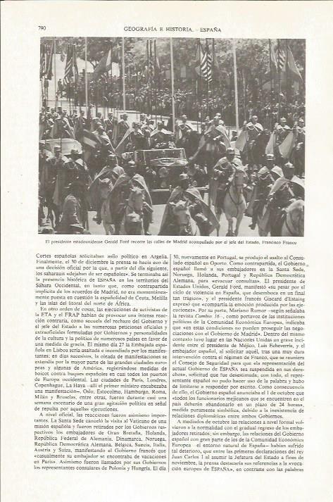 LAMINA ESPASA 36097: Gerald Ford en Madrid junto a Franco