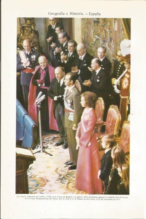LAMINA ESPASA 36089: Juan Carlos I en el acto de jura de las Leyes Fundamentales del Reino en 1975