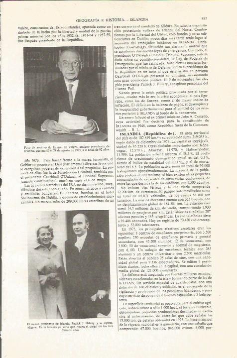 LAMINA ESPASA 36127: Los presidentes de Irlanda, Eamon de Valera y Patrick J Hillery