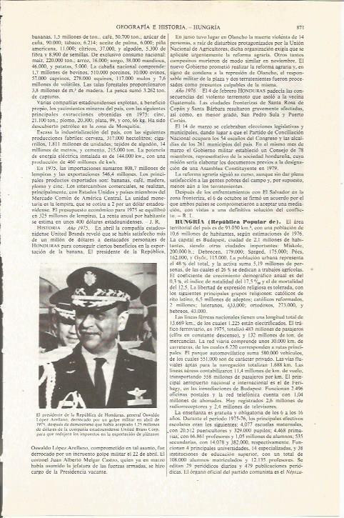 LAMINA ESPASA 36123: El presidente de Honduras, Osvaldo Lopez Arellano