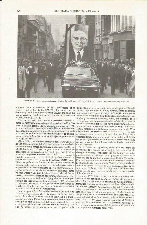 LAMINA ESPASA 36111: Funeral de Jacques Duclos en 1975