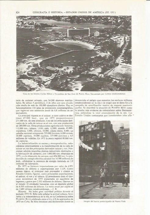 LAMINA ESPASA 36107: Hoteles Caribe Hilton y Excambion en San Juan de Puerto Rico